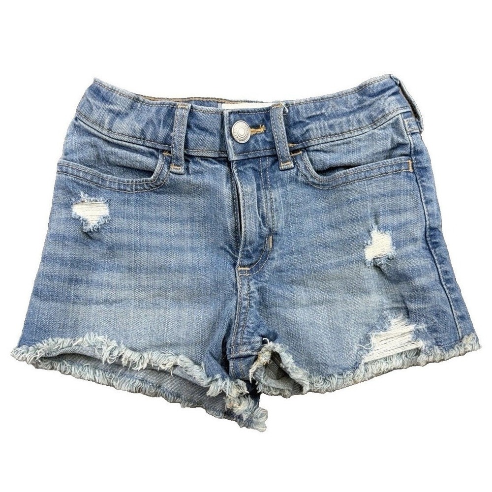 Abercrombie Girls High Rise Relaxed Denim Cut-Off Shorts Size 5/6 Summer Preppy